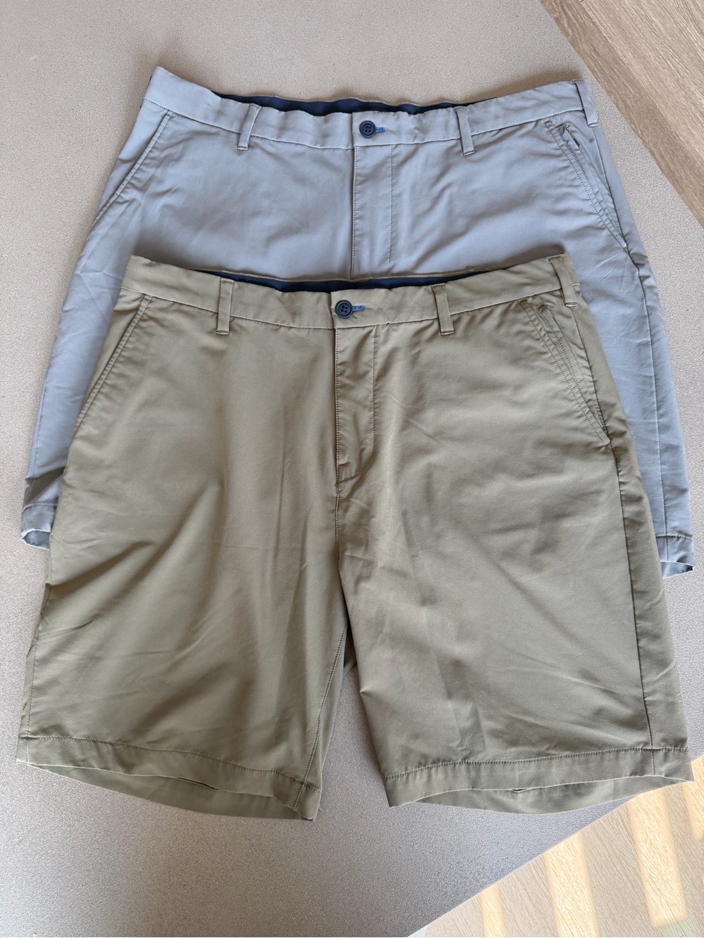 Nautica Navtech Men's Casual Chino Shorts - 2 Pack Olive and Light Gray